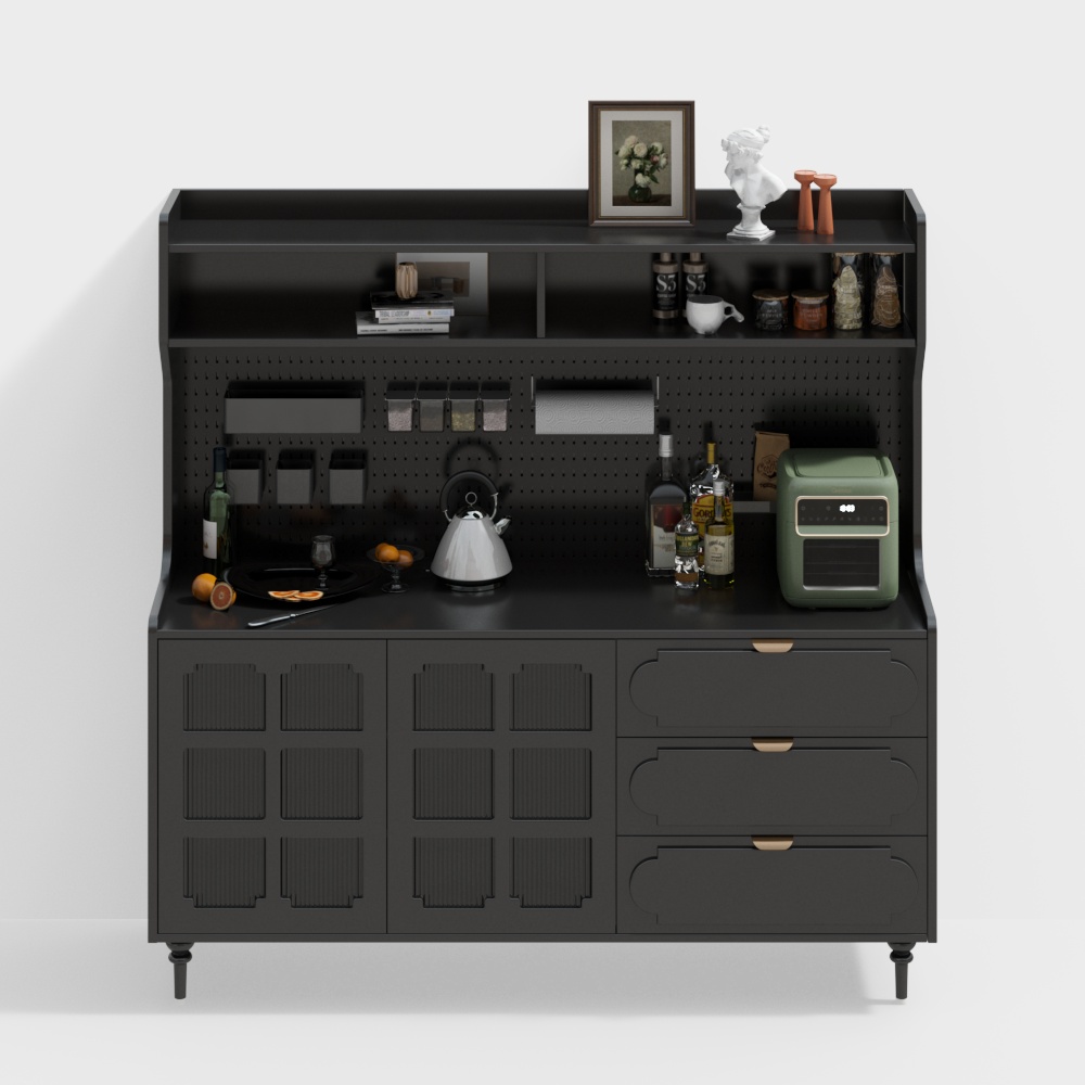 Modern Low-Polygon Bar Cabinet – Vintage Industrial Style