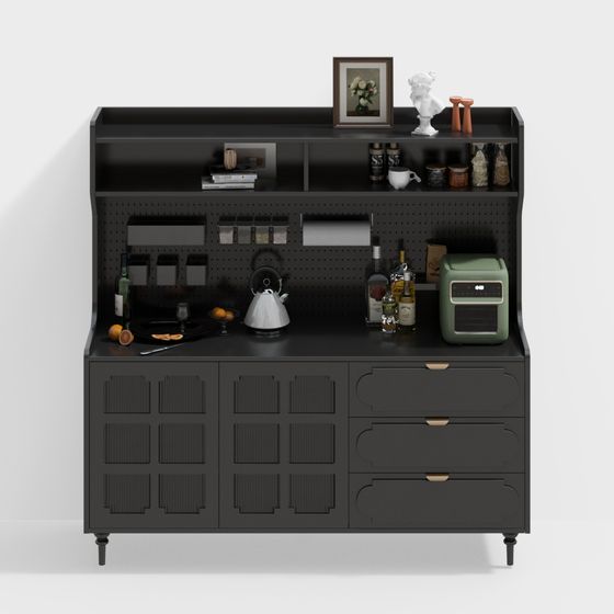 Modern Low-Polygon Bar Cabinet 3D model