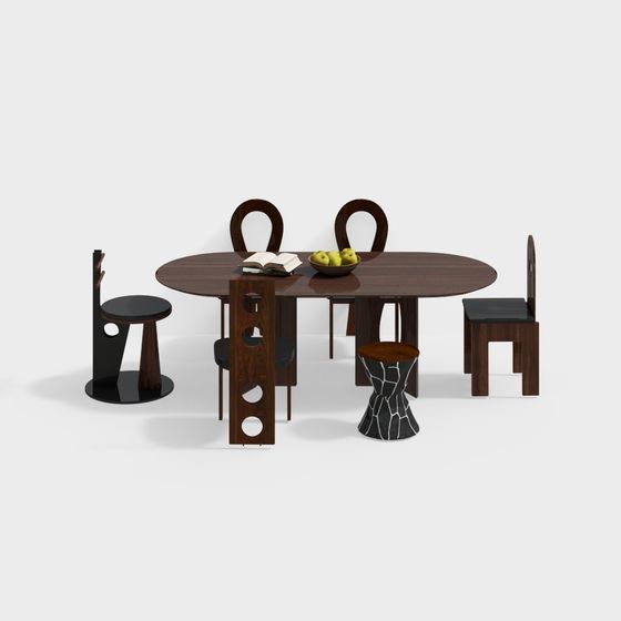 Urban Dining Table and Chair Set 3D model