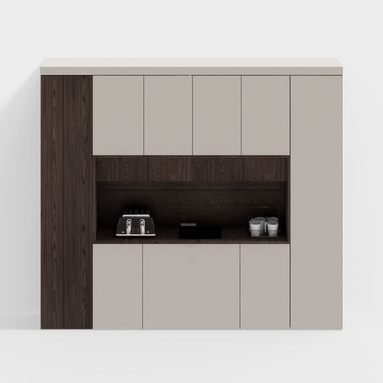 Beige Minimalist Side Cabinet Model