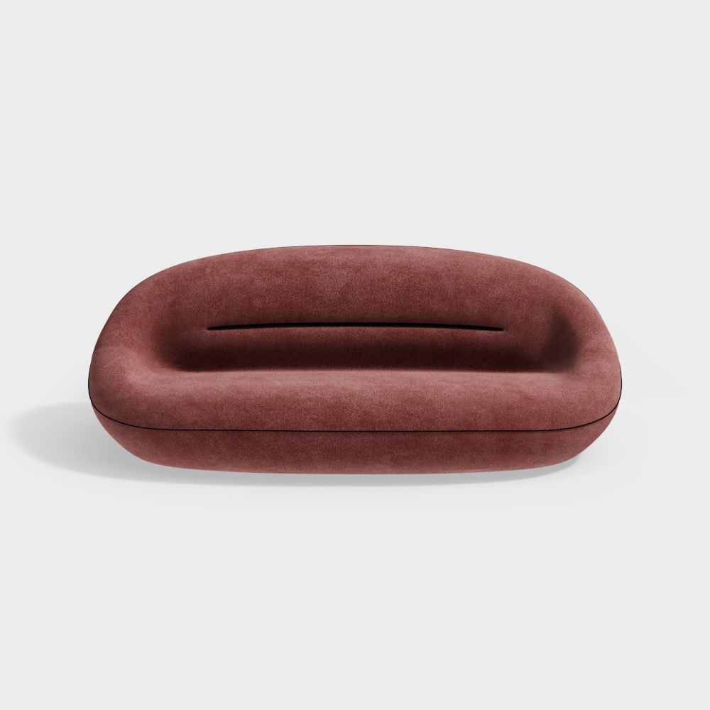 Streamlined Sofa 3D Model – Velvet Modern Design