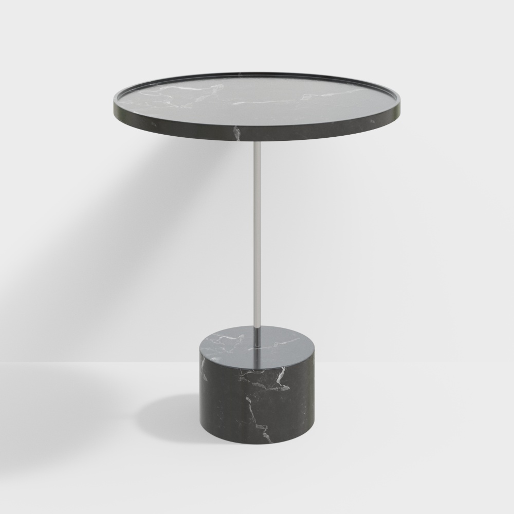 Sleek Low-Poly Round Table 3D Model – Marble & Metal