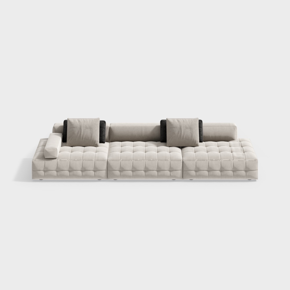 Urban Comfort Sofa 3D Model – Minimalist Beige Fabric