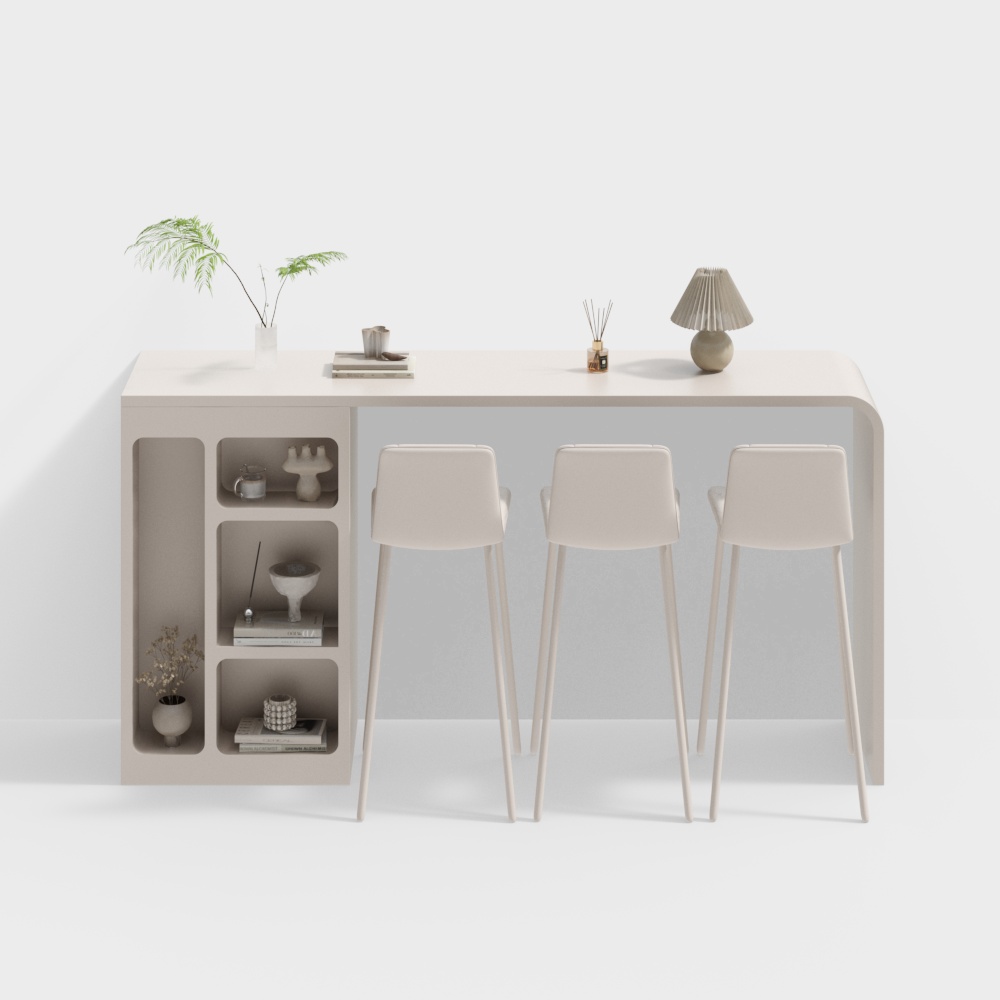 Urban Oasis Bar Set 3D Model – Low-Poly Modern Design