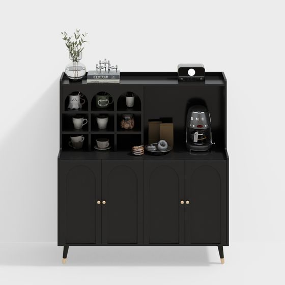 French Style Side Cabinet in Asian Black
