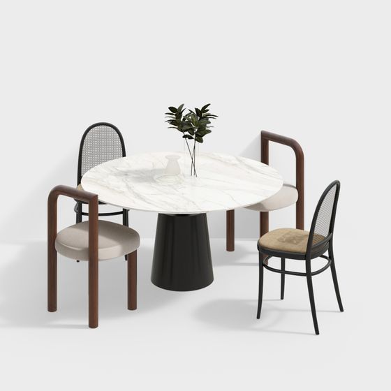 Stylish Round Table and Chair 3D model