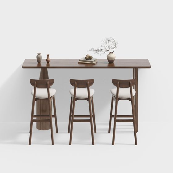 Urban Bar Counter and Stool Set 3D model