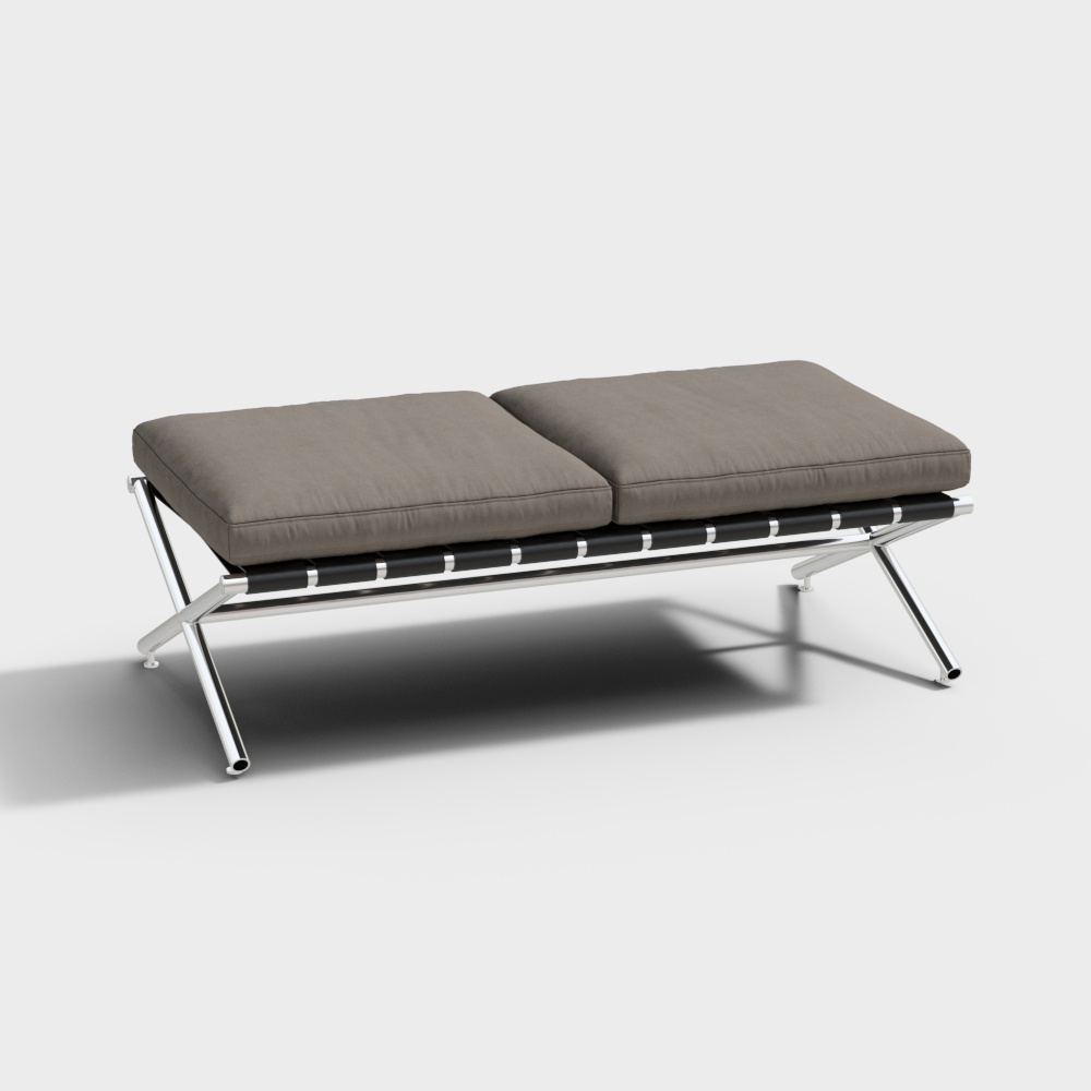 Urban Leisure Bench 3D Model – Modern Upholstered Seating