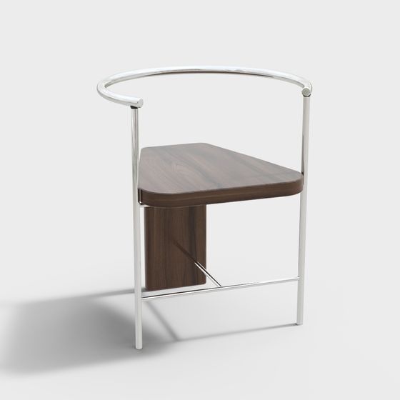 Modern Dining Chair 3D Model in Brown