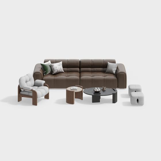 Modern Low-Polygon Sofa Set 3D model