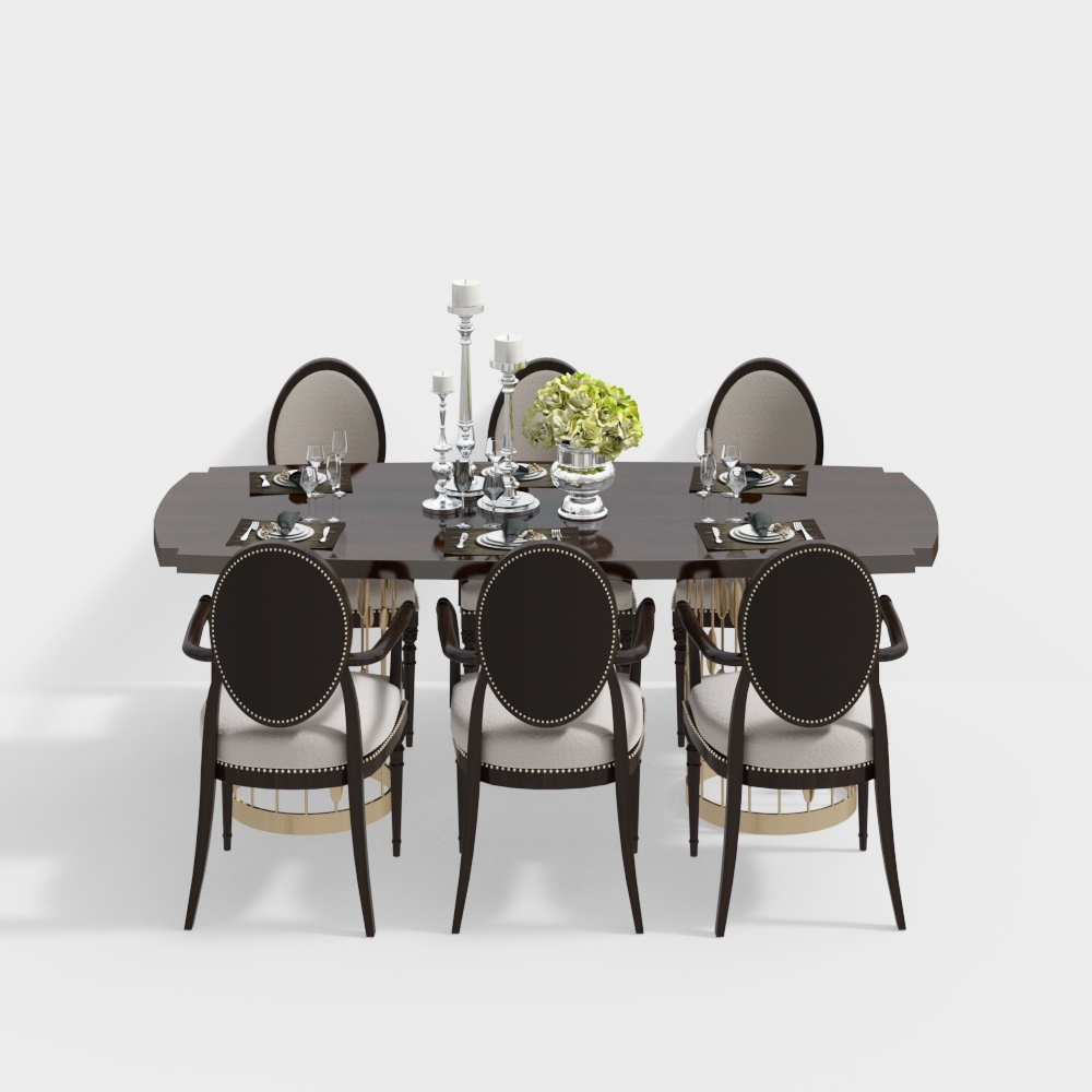 간단한 유럽식 식탁 의자 조합