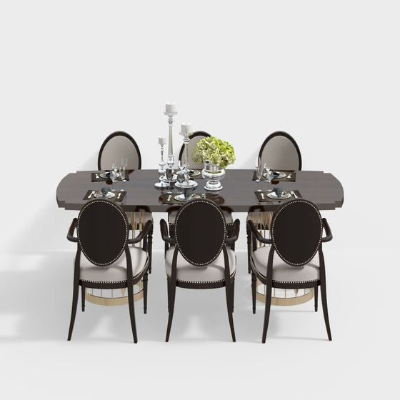 간단한 유럽식 식탁 의자 조합