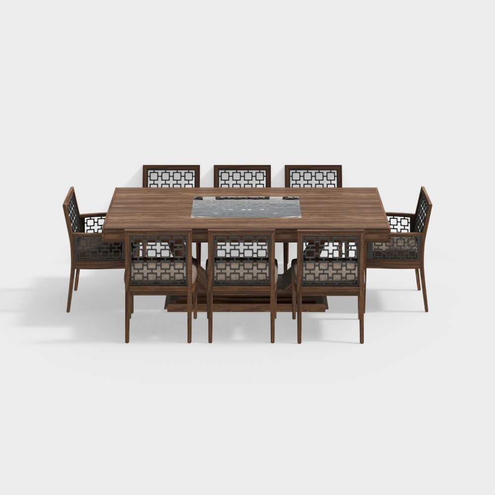 Urban Elegance Dining Table and Chair 3D model