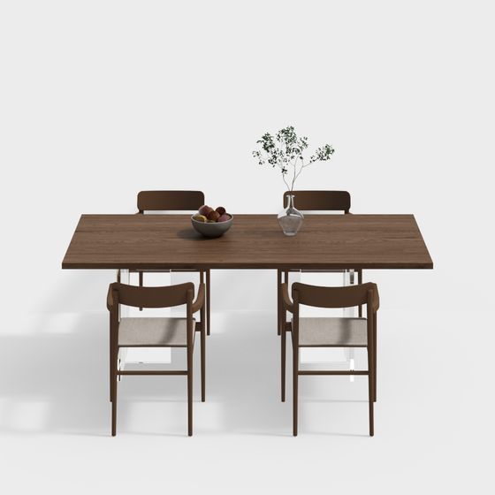 Modern Minimalist Dining Table and Chair Set 3D model