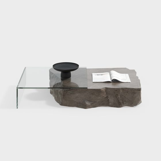 Rock Glass Coffee Table 3D model for Modern Interiors