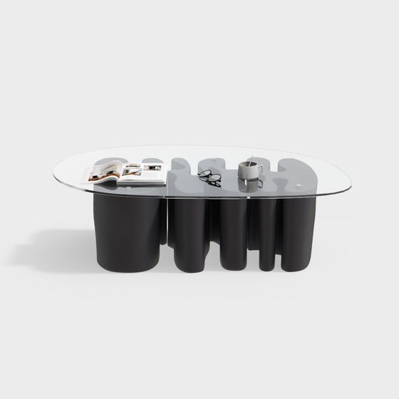 Elegant Glass Coffee Table 3D model for Contemporary Spaces