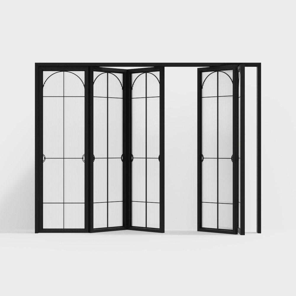 French long rainbow glass folding door