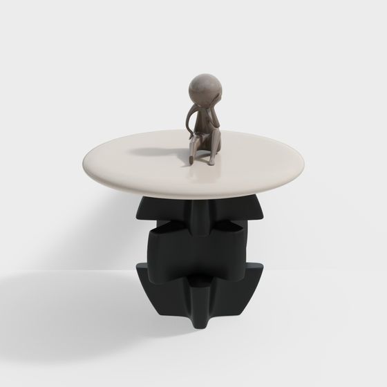Stylish Coffee Table and Figurine 3D model
