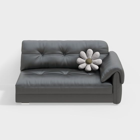 Stylish Gray Leather Sofa 3D model for Modern Spaces