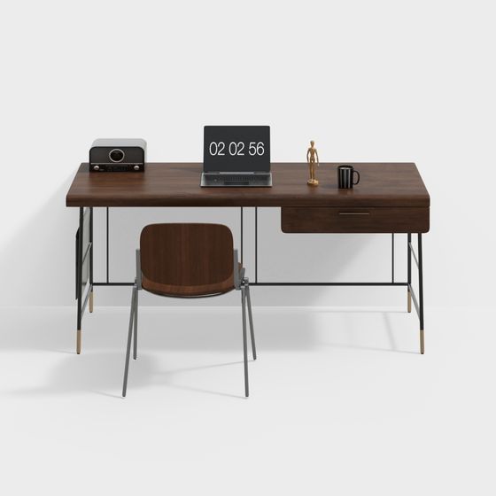 Wabi-Sabi Desk and Chair Combo in Brown