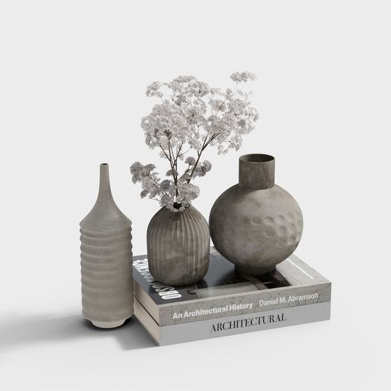 Chic Concrete Vase Set 3D model for Creative Projects