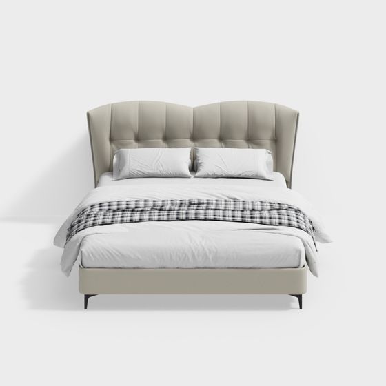 Chic Minimalist Bed 3D model for Cozy Spaces