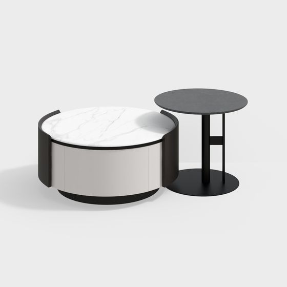 Stylish Round Table Set 3D model for Contemporary Spaces