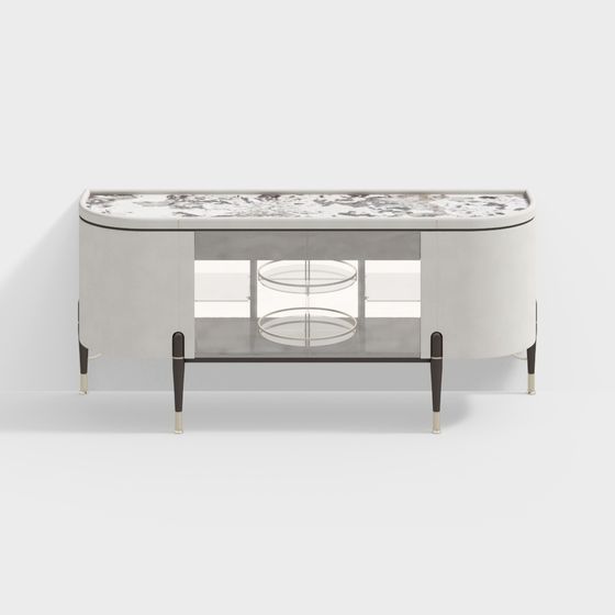 Elegant Curved Side Table 3D model