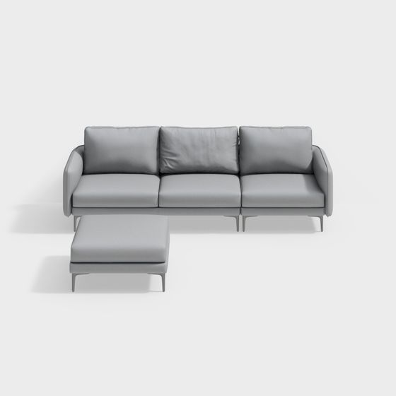 Stylish Gray Sofa 3D model for Modern Spaces