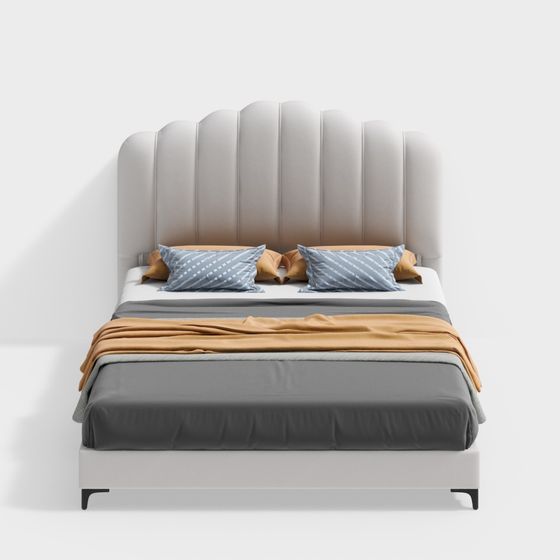 Elegant Low-Poly Bed 3D model for Modern Interiors