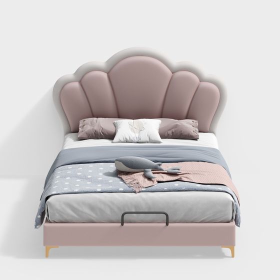 Charming Dreamy Bed 3D model for Kids' Spaces
