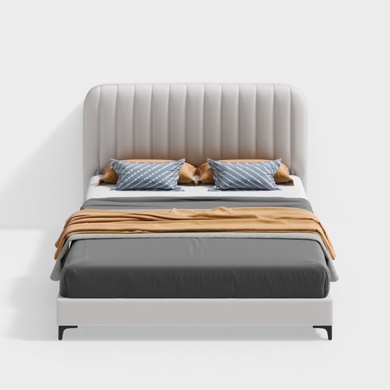 Elegant Modern Bed 3D model for Cozy Interiors
