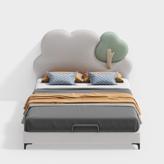 Whimsical Cloud Tree Bed 3D Model for Children