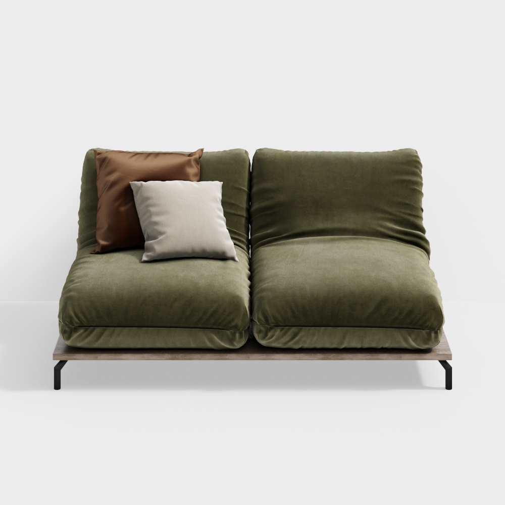 Stylish Low-Poly Sofa 3D Model – Green Velvet Design