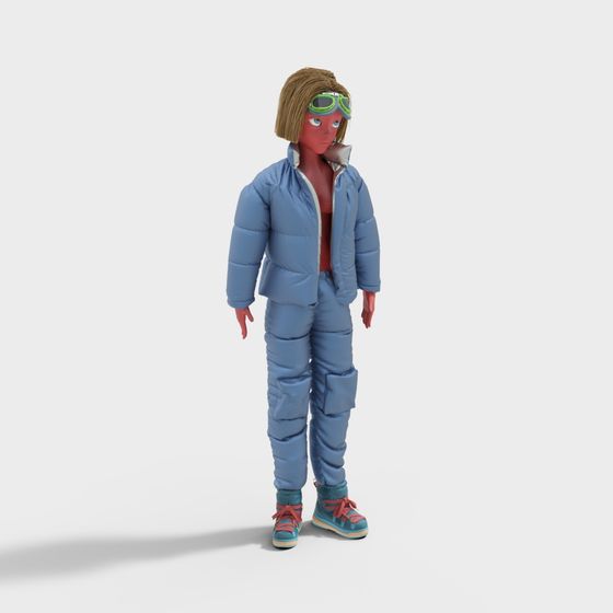 Cheerful Winter Girl 3D Model