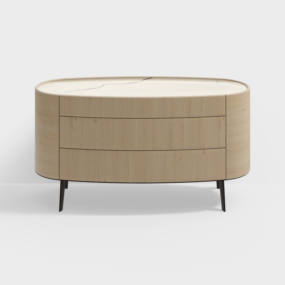 Poliform COKE1 Yellow wooden side cabinet