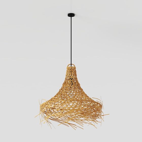 Artistic Bamboo Chandelier 3D model for Modern Spaces