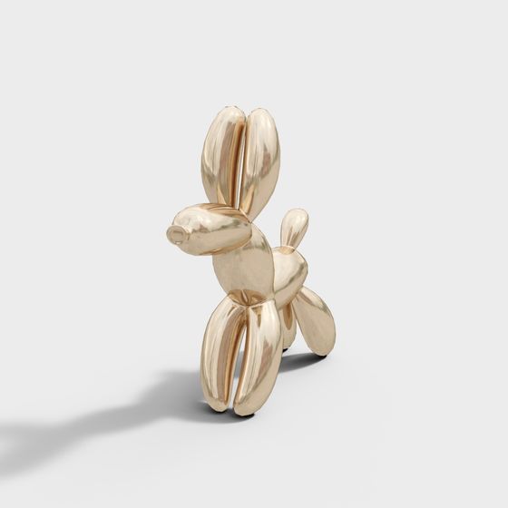 Charming Golden Balloon Dog 3D model