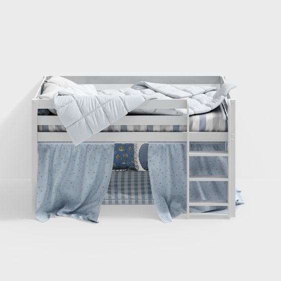 Stylish Low-Polygon Children's Bed 3D model