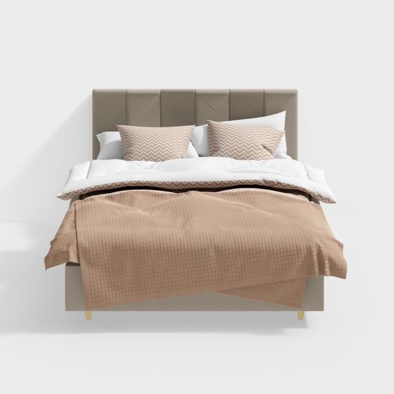 Elegant Low-Poly Bed 3D model for Modern Interiors