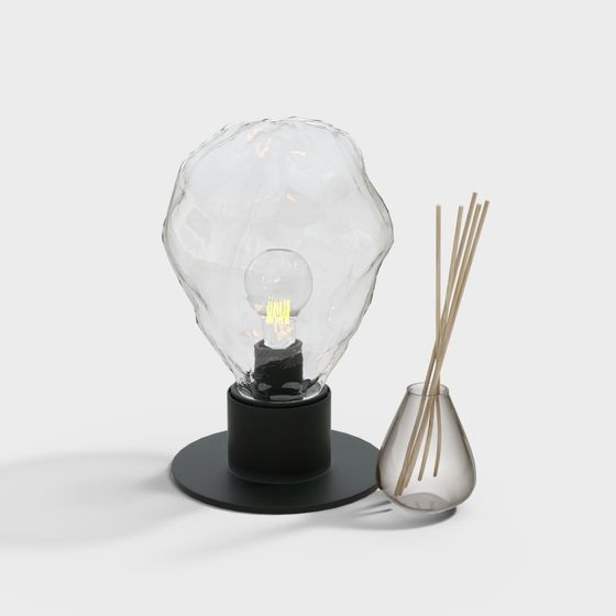 Glass Bulb Table Lamp 3D model for Modern Spaces