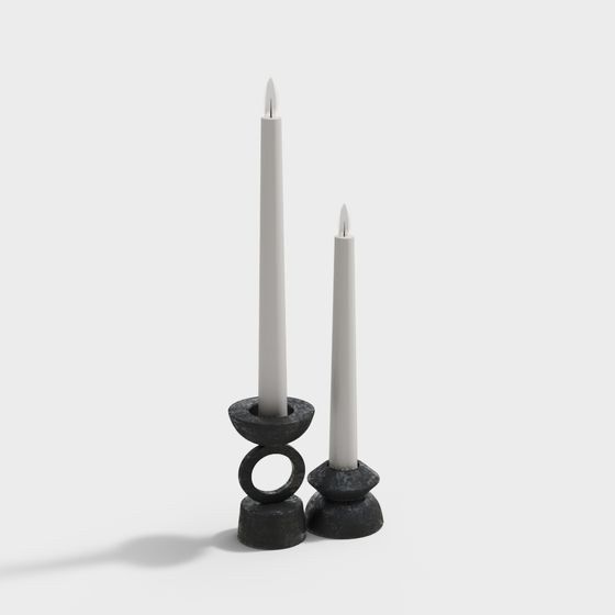 Sleek Candle Holder Set 3D model