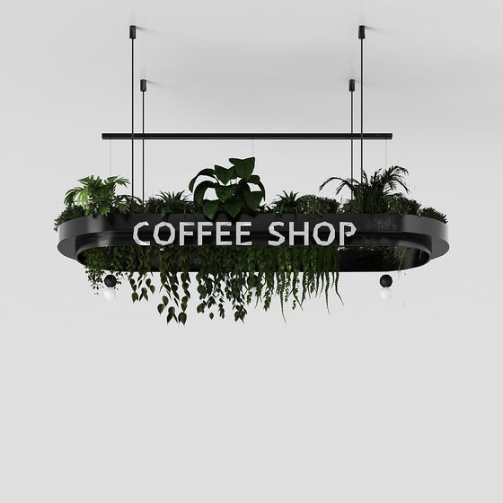 Low-Poly High-Detail Coffee Shop Sign 3D model