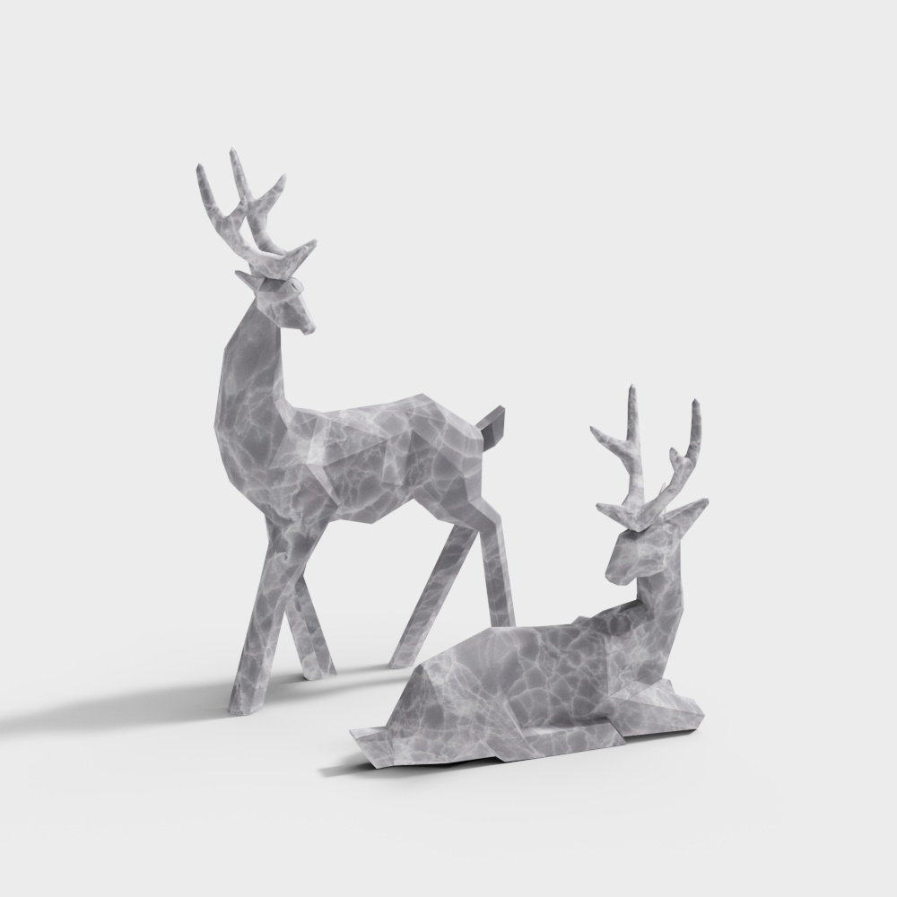 Marble Deer Duo 3D model