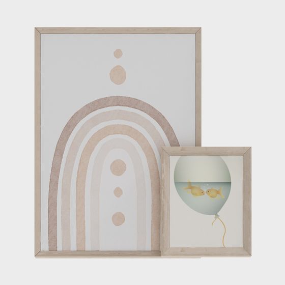 Rainbow and Balloons Low Poly 3D model