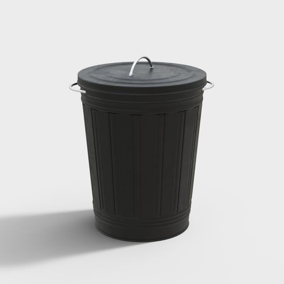 Urban Trash Can Low-Poly 3D model