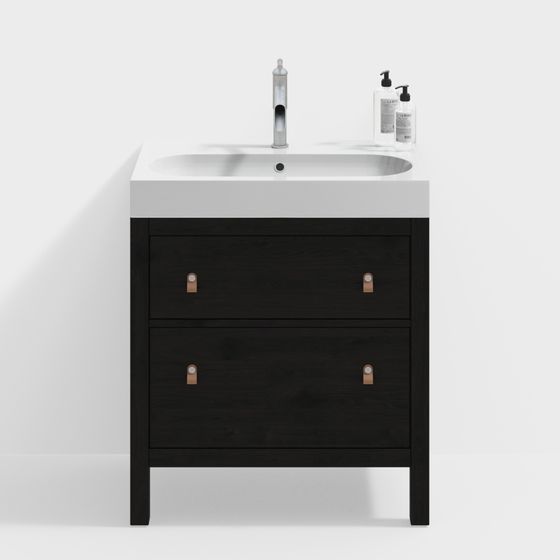 Elegant Black and White Bathroom Cabinet 3D model