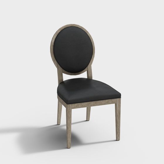 Smooth Rounded Back Wooden Chair 3D model