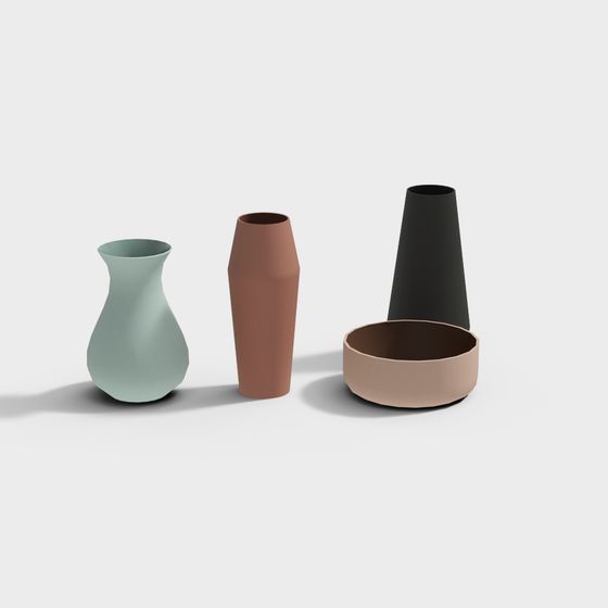 Minimalist Vases and Bowls 3D model Collection