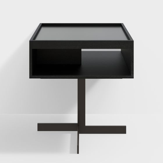 Modernes schwarzes quadratisches Nachttisch aus Massivholz